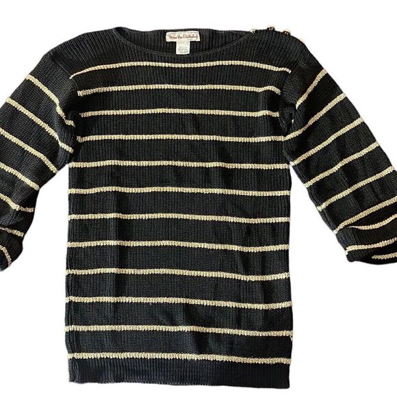 Diane Von Furstenberg Sweaters - Vintage Diane Von Furstenberg black metallic gold sweater